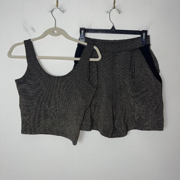Cache Womens Short Top Set Black Gold Size Small Vintage Lurex Stripe Knit Crop - Picture 11 of 12